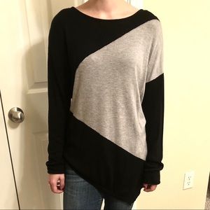 Asymmetrical Black and Gray Color-block Sweater